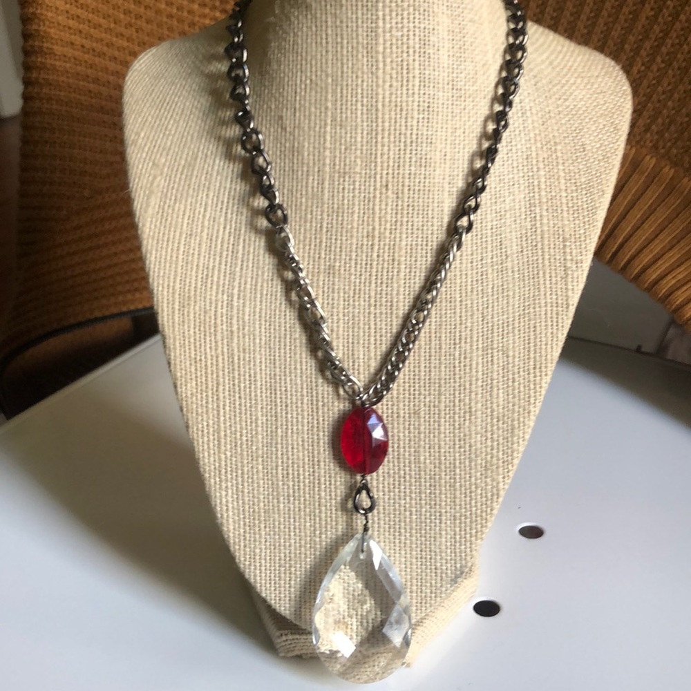 Statement necklace with vintage chandelier crystal